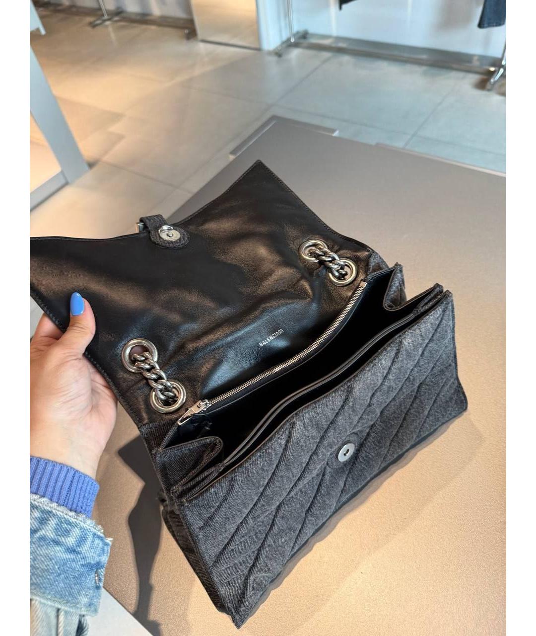 BALENCIAGA Черная деним сумка через плечо, фото 2