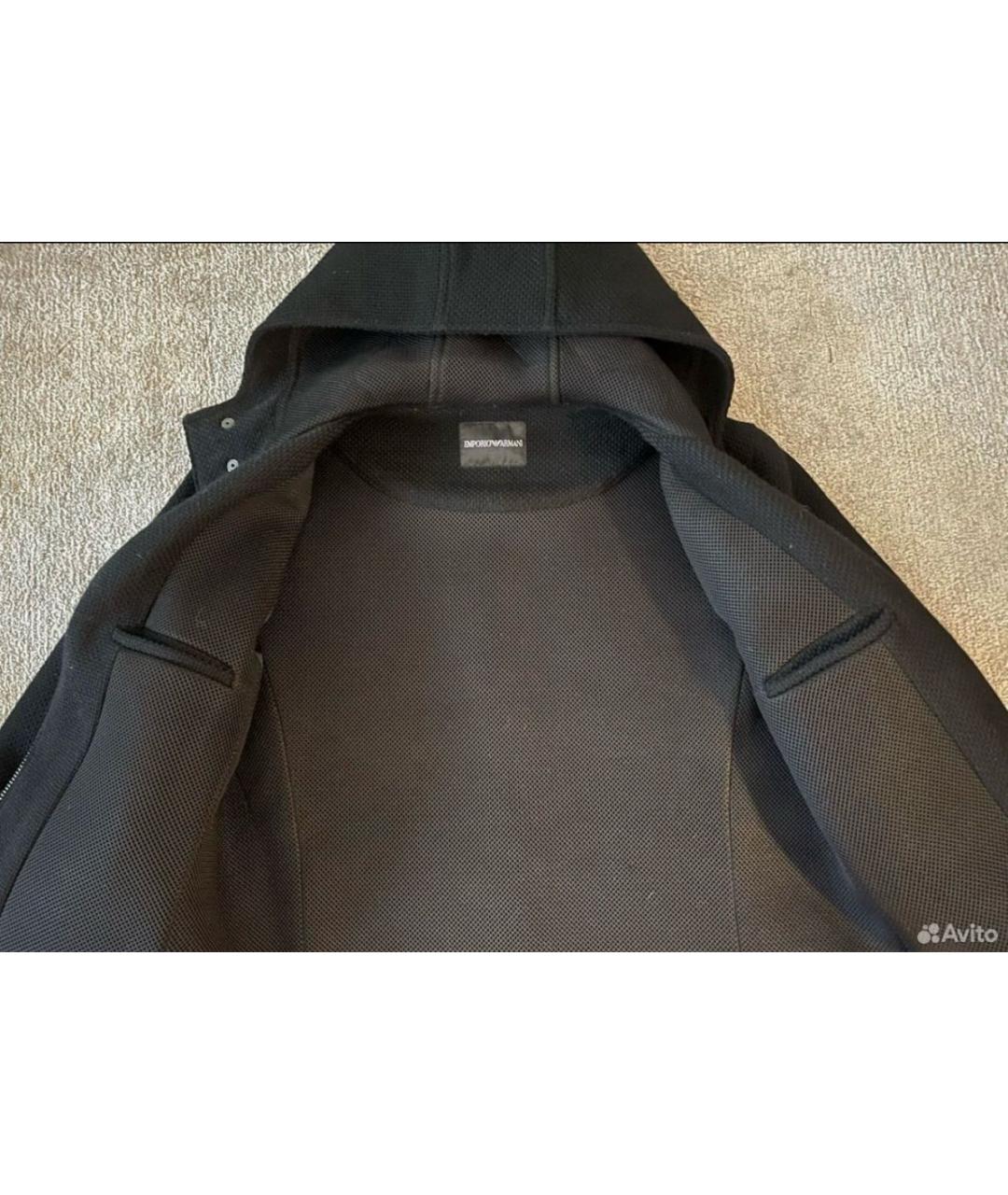 EMPORIO ARMANI Черное шерстяное пальто, фото 3