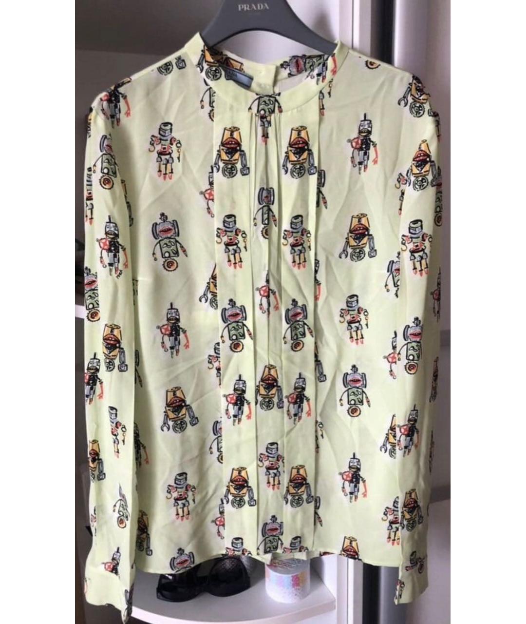 PRADA Зеленая шелковая блузы, фото 7