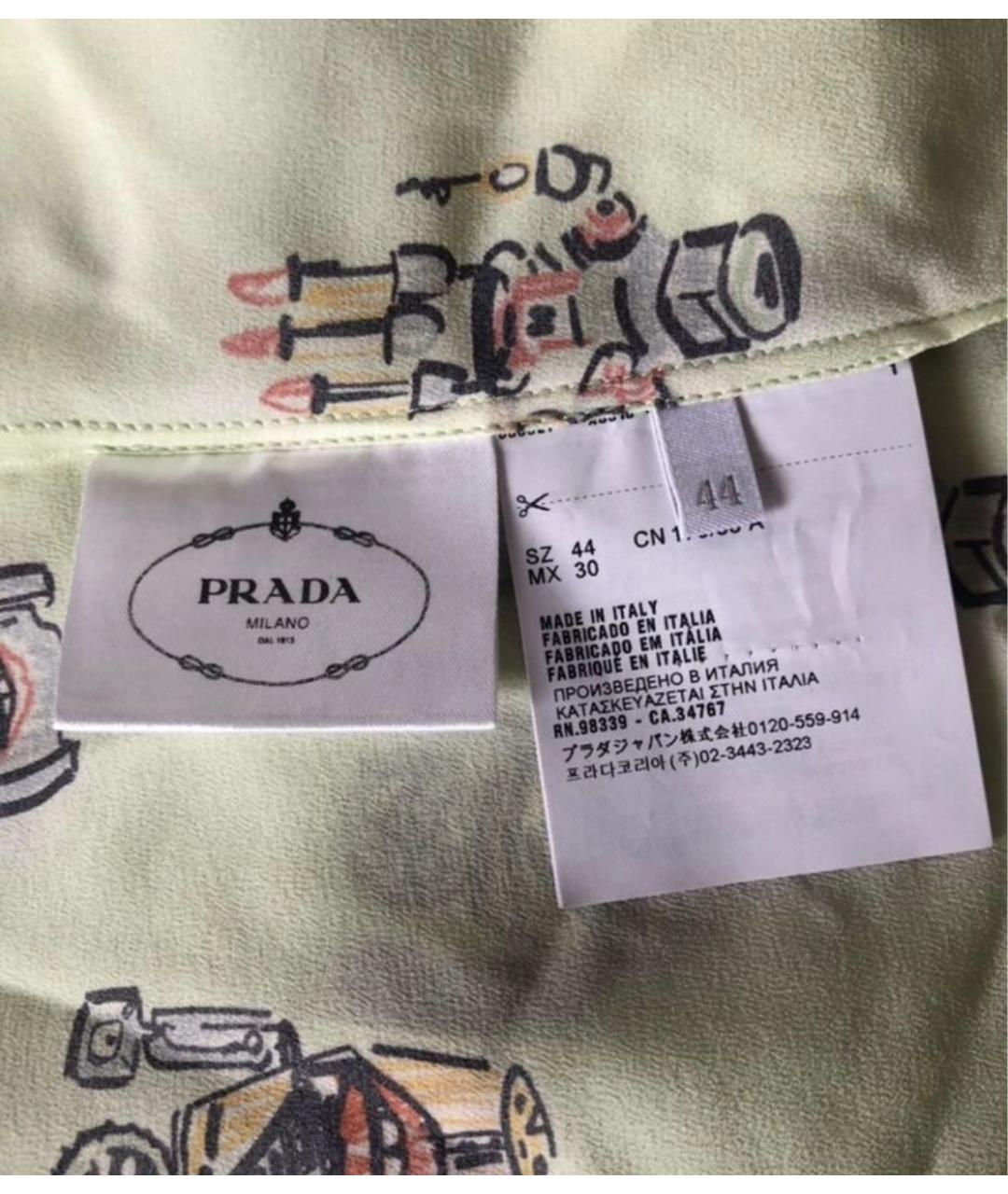 PRADA Зеленая шелковая блузы, фото 5