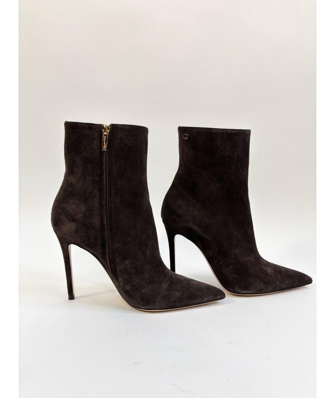 GIANVITO ROSSI Коричневые замшевые ботильоны, фото 2