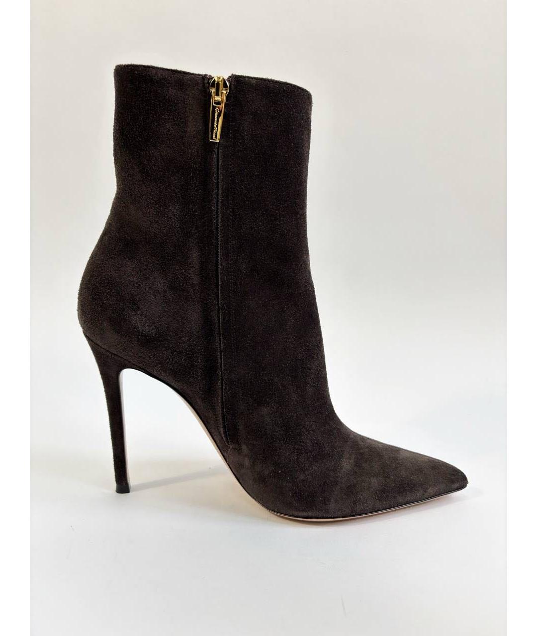 GIANVITO ROSSI Коричневые замшевые ботильоны, фото 9