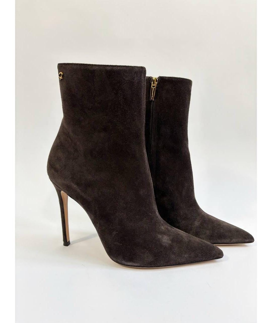 GIANVITO ROSSI Коричневые замшевые ботильоны, фото 5