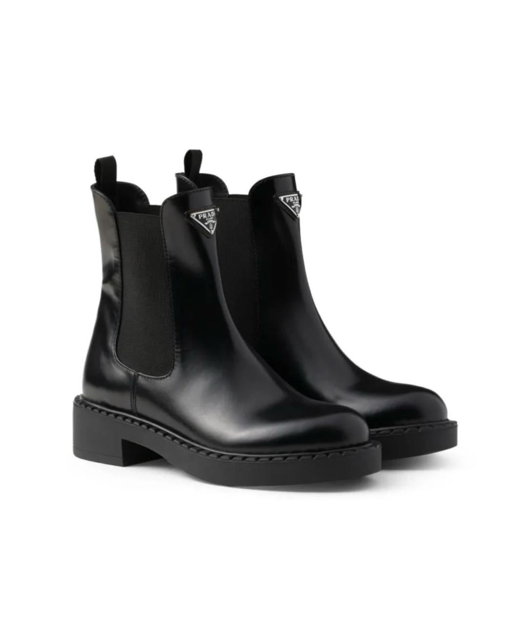 PRADA Черные кожаные ботинки, фото 3
