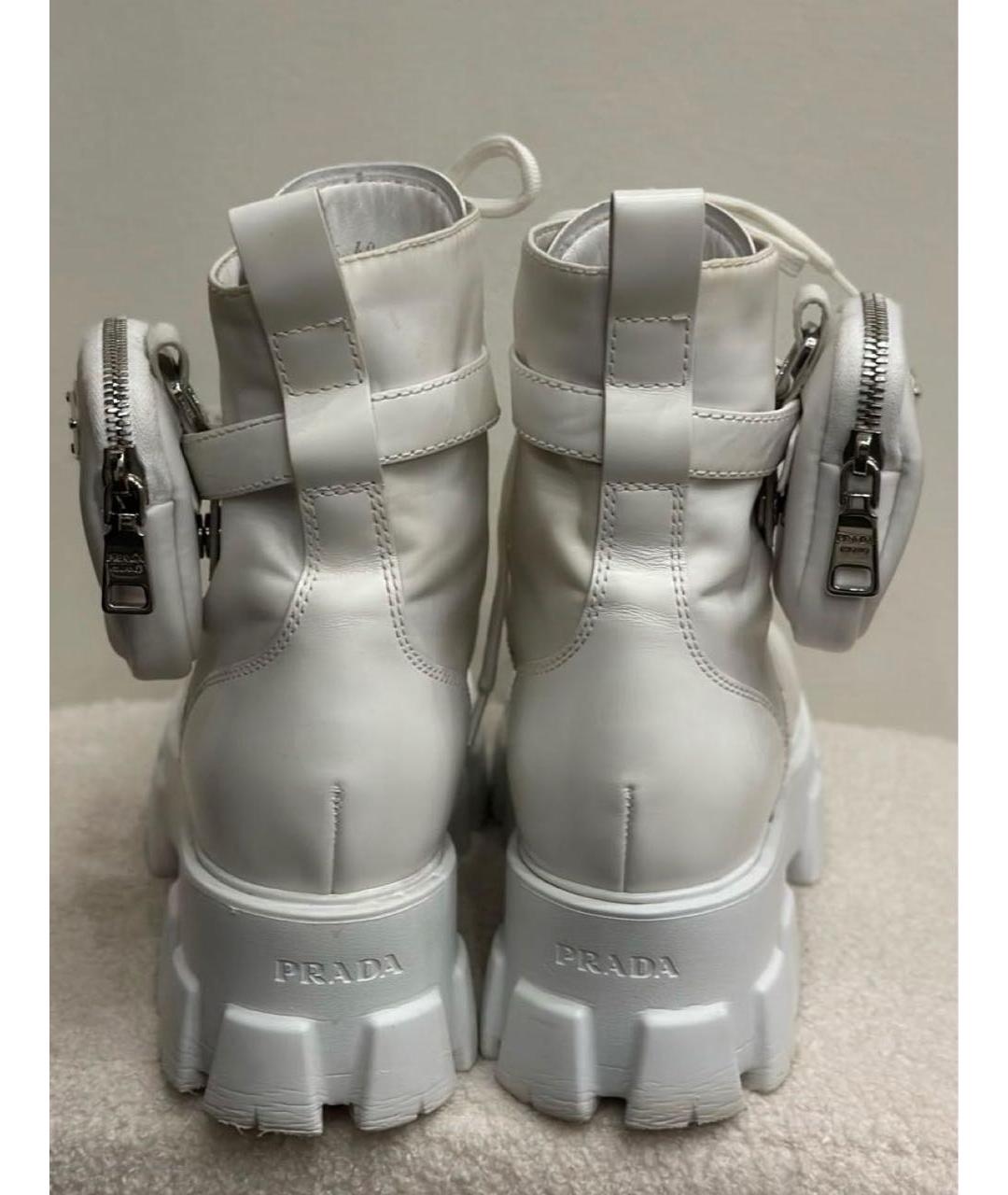 PRADA Белые кожаные ботинки, фото 4