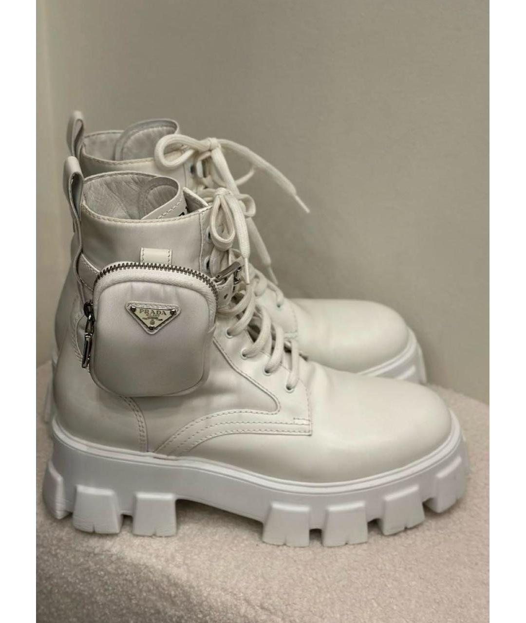 PRADA Белые кожаные ботинки, фото 9