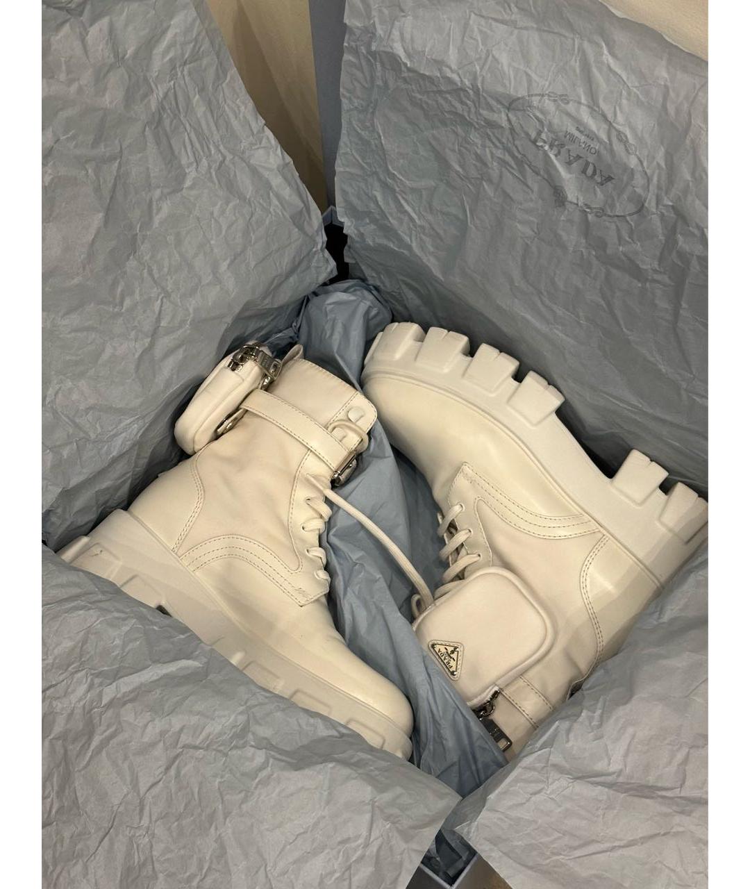 PRADA Белые кожаные ботинки, фото 6