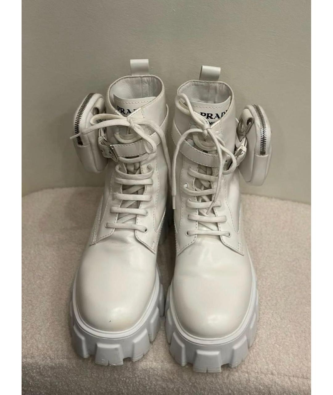 PRADA Белые кожаные ботинки, фото 2