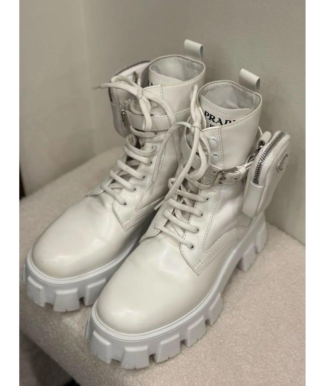 PRADA Белые кожаные ботинки, фото 3