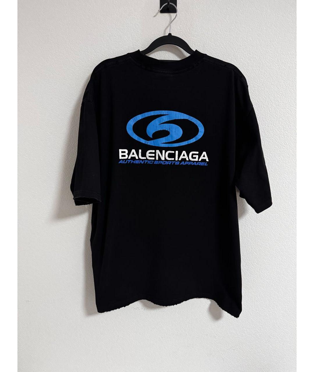 BALENCIAGA Черная хлопковая футболка, фото 2