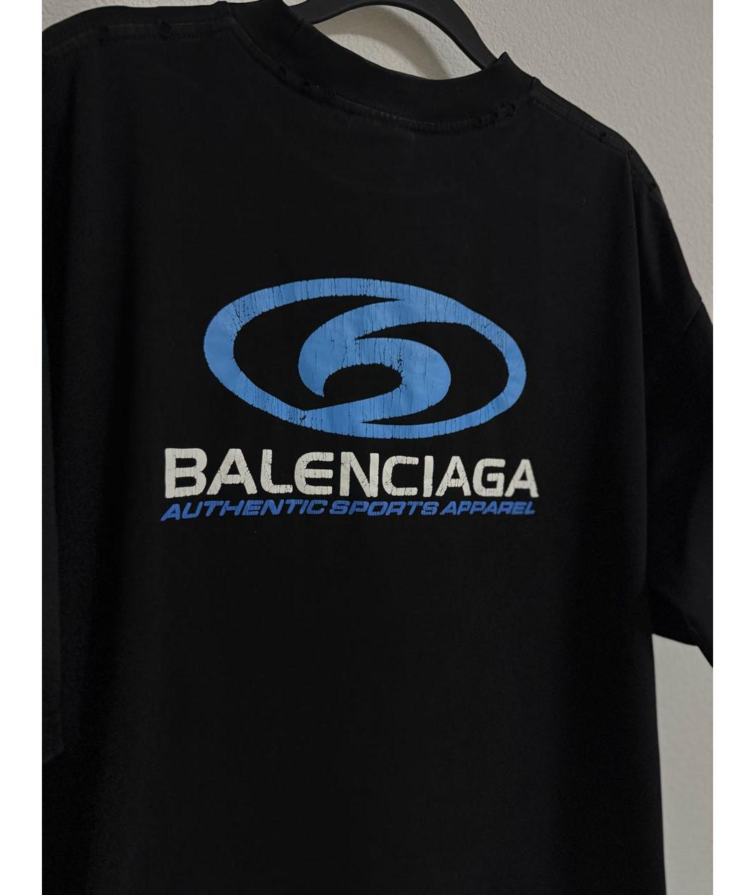 BALENCIAGA Черная хлопковая футболка, фото 3