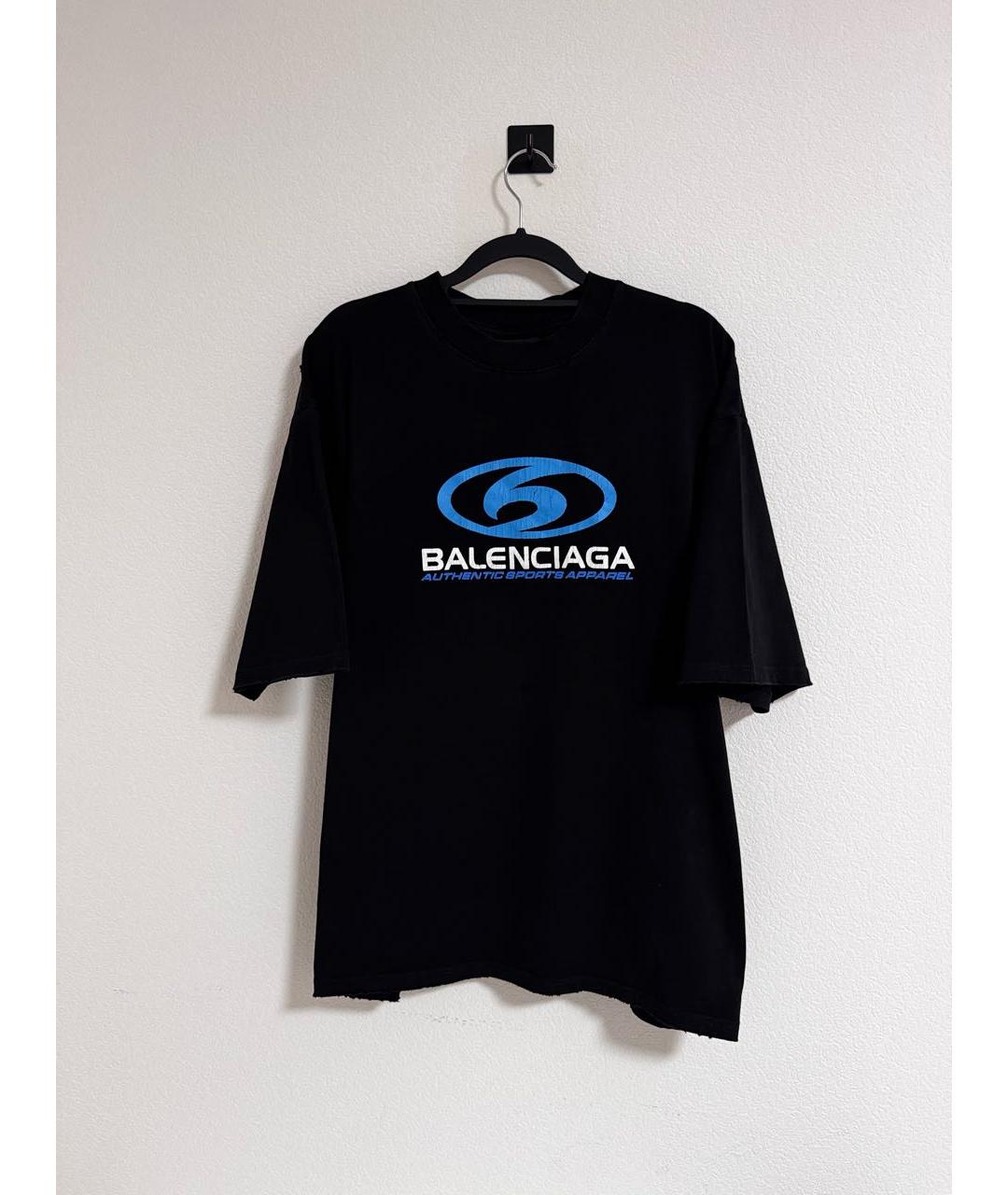 BALENCIAGA Черная хлопковая футболка, фото 5