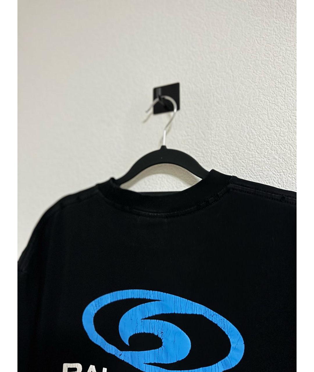 BALENCIAGA Черная хлопковая футболка, фото 4