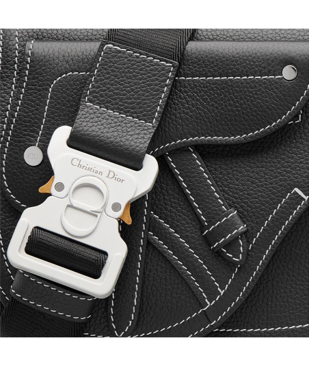 CHRISTIAN DIOR Черная кожаная поясная сумка, фото 5