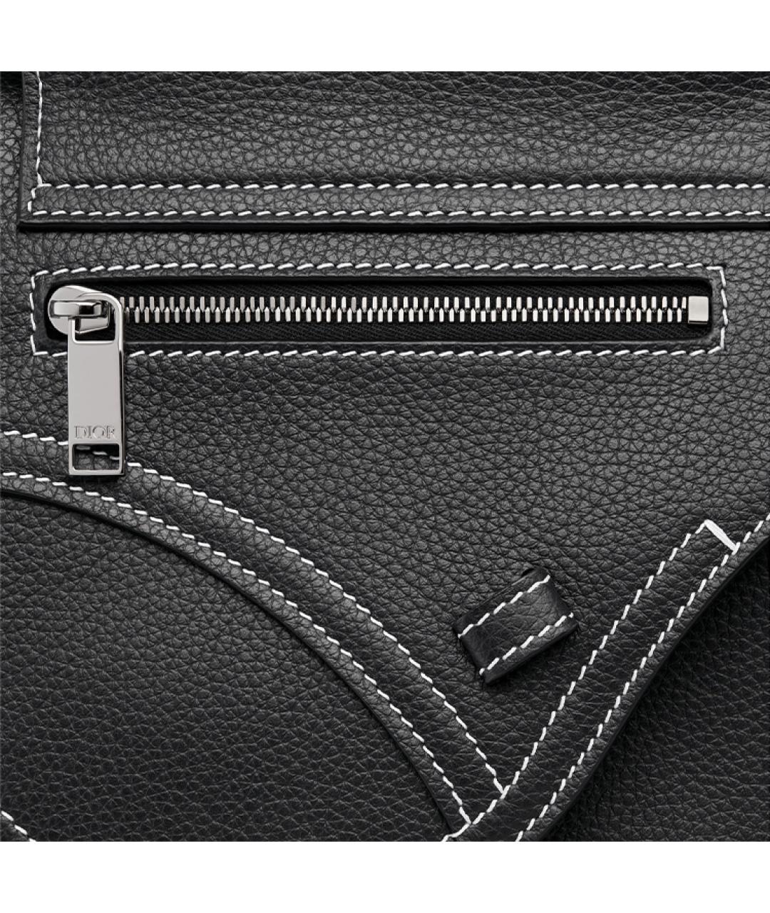 CHRISTIAN DIOR Черная кожаная поясная сумка, фото 6