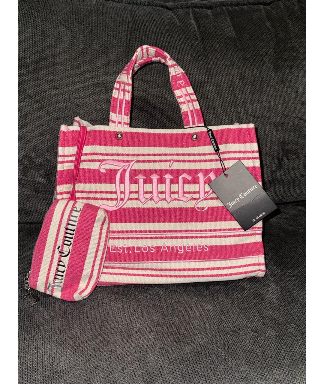 JUICY COUTURE Розовая тканевая сумка с короткими ручками, фото 7