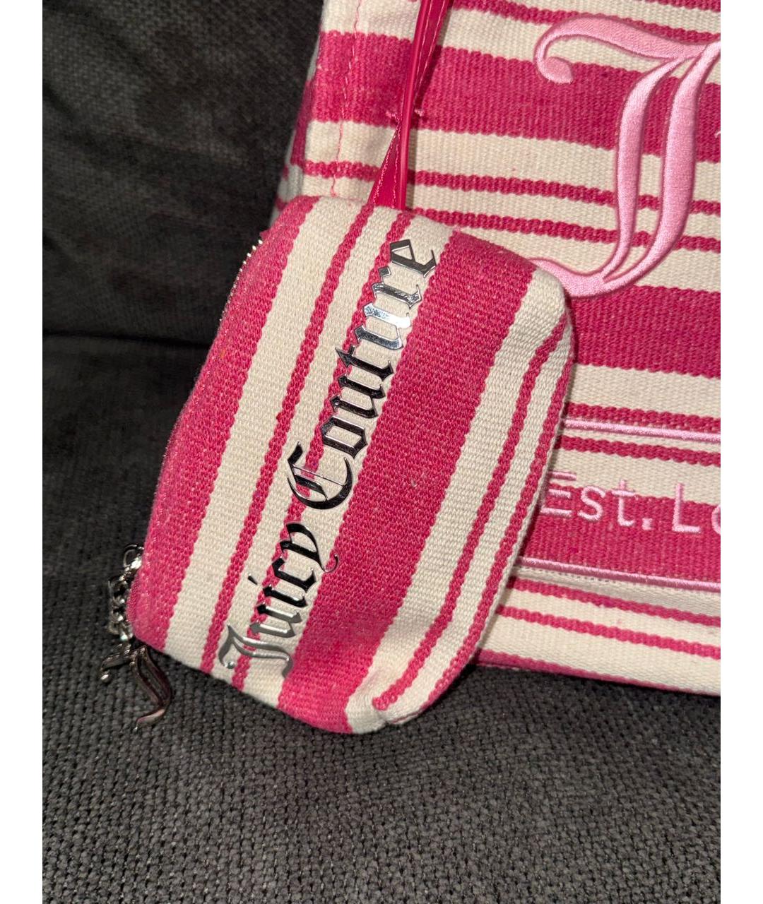 JUICY COUTURE Розовая тканевая сумка с короткими ручками, фото 3