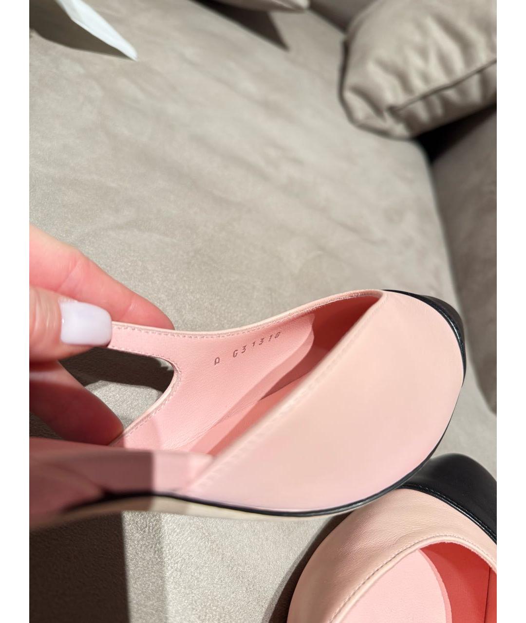 CHANEL Розовые кожаные лодочки на низком каблуке, фото 6