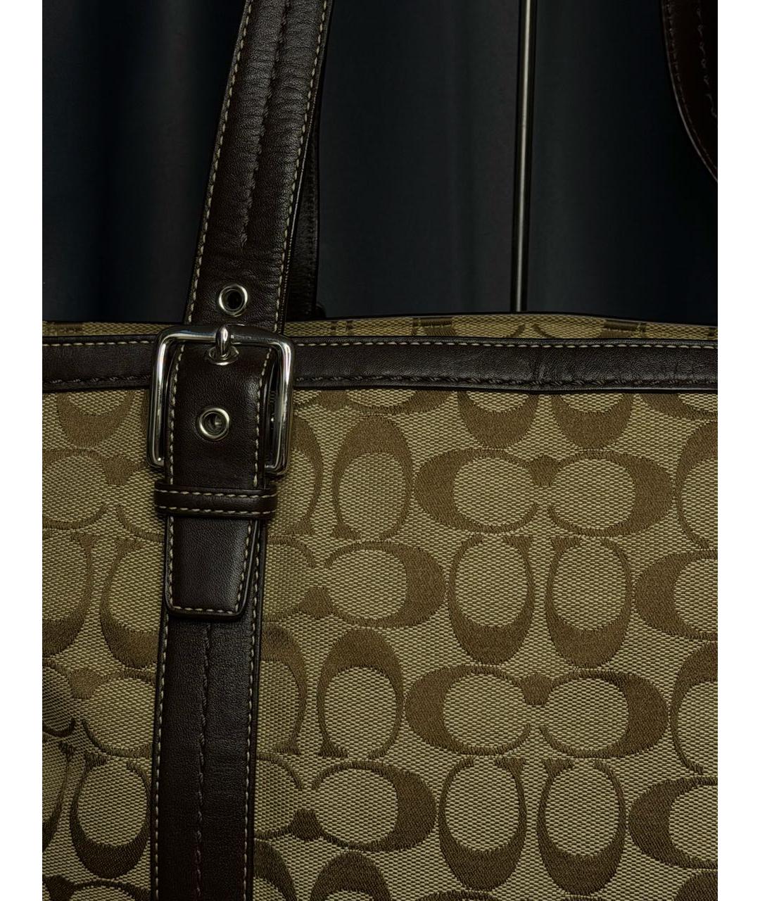 COACH Бежевая жаккардовая сумка тоут, фото 6