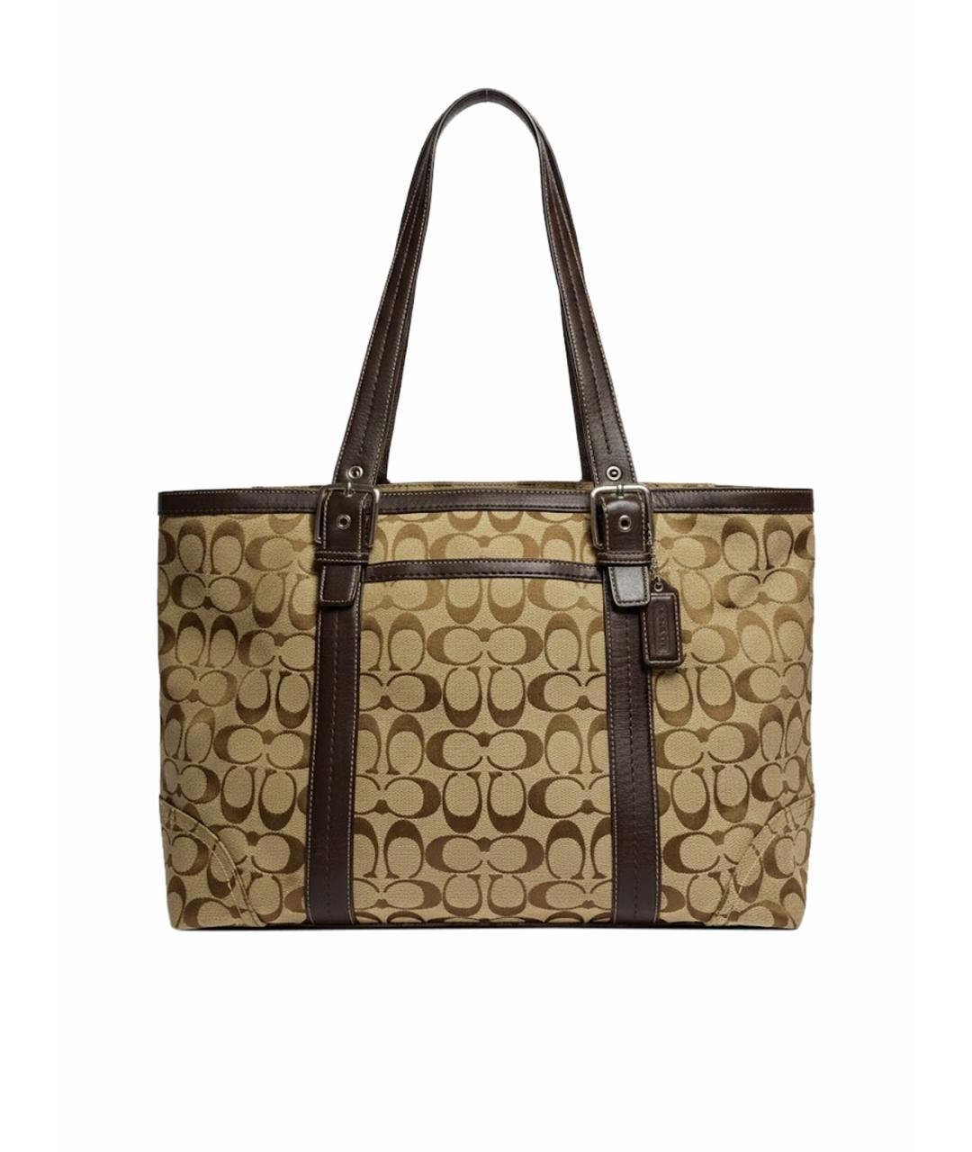 COACH Бежевая жаккардовая сумка тоут, фото 1