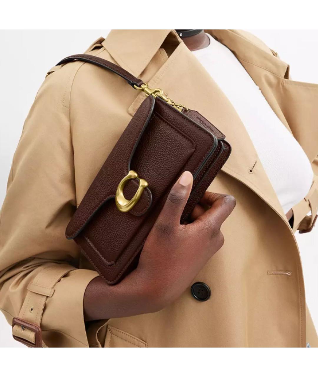 COACH Коричневая кожаная сумка через плечо, фото 5