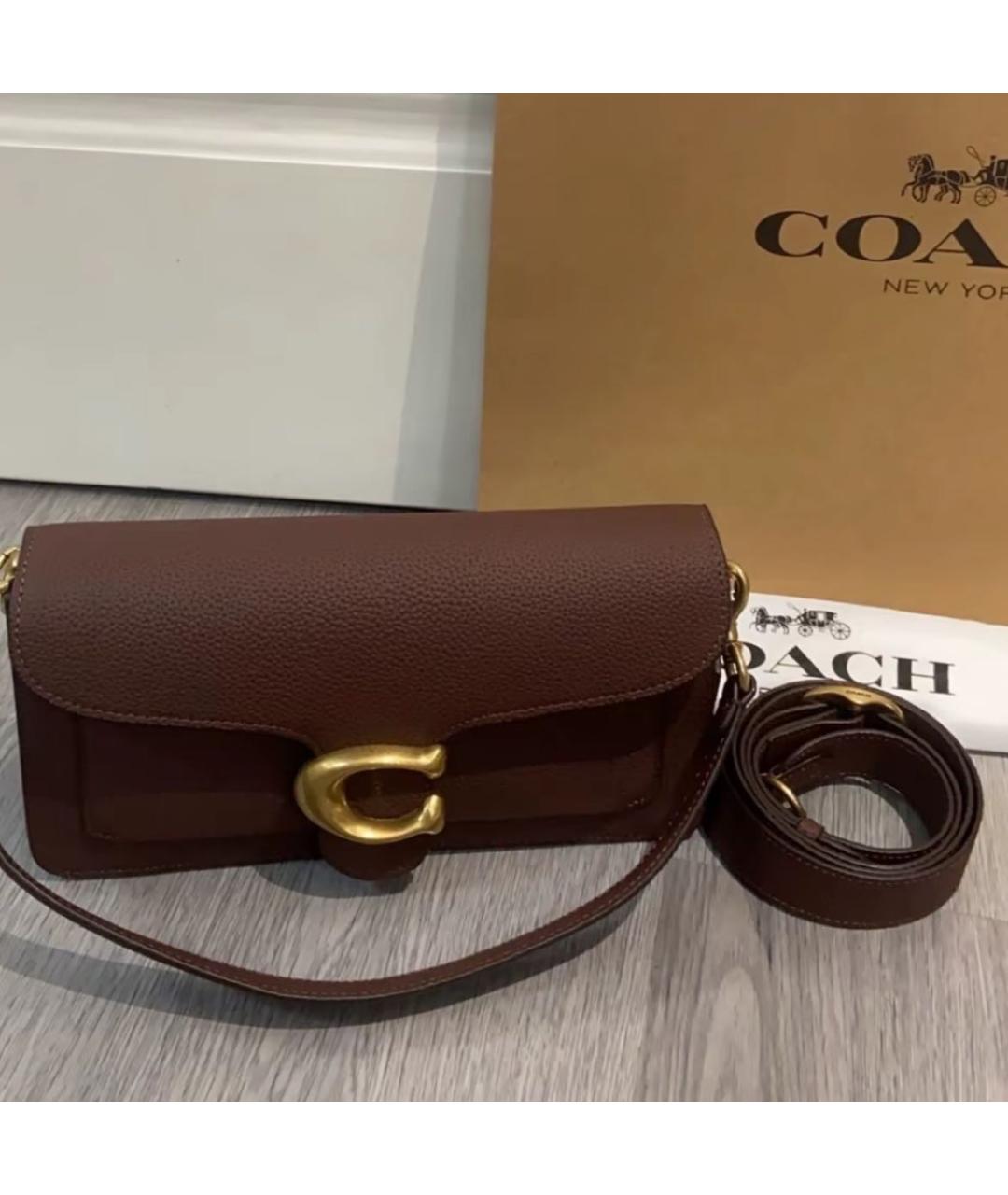COACH Коричневая кожаная сумка через плечо, фото 7