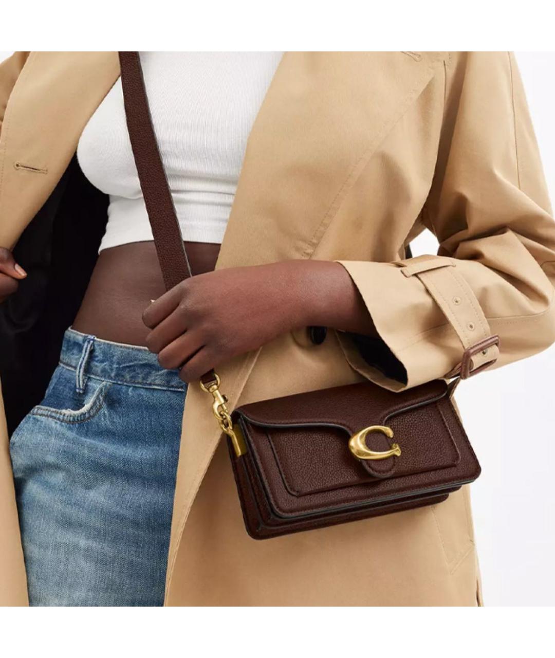 COACH Коричневая кожаная сумка через плечо, фото 6