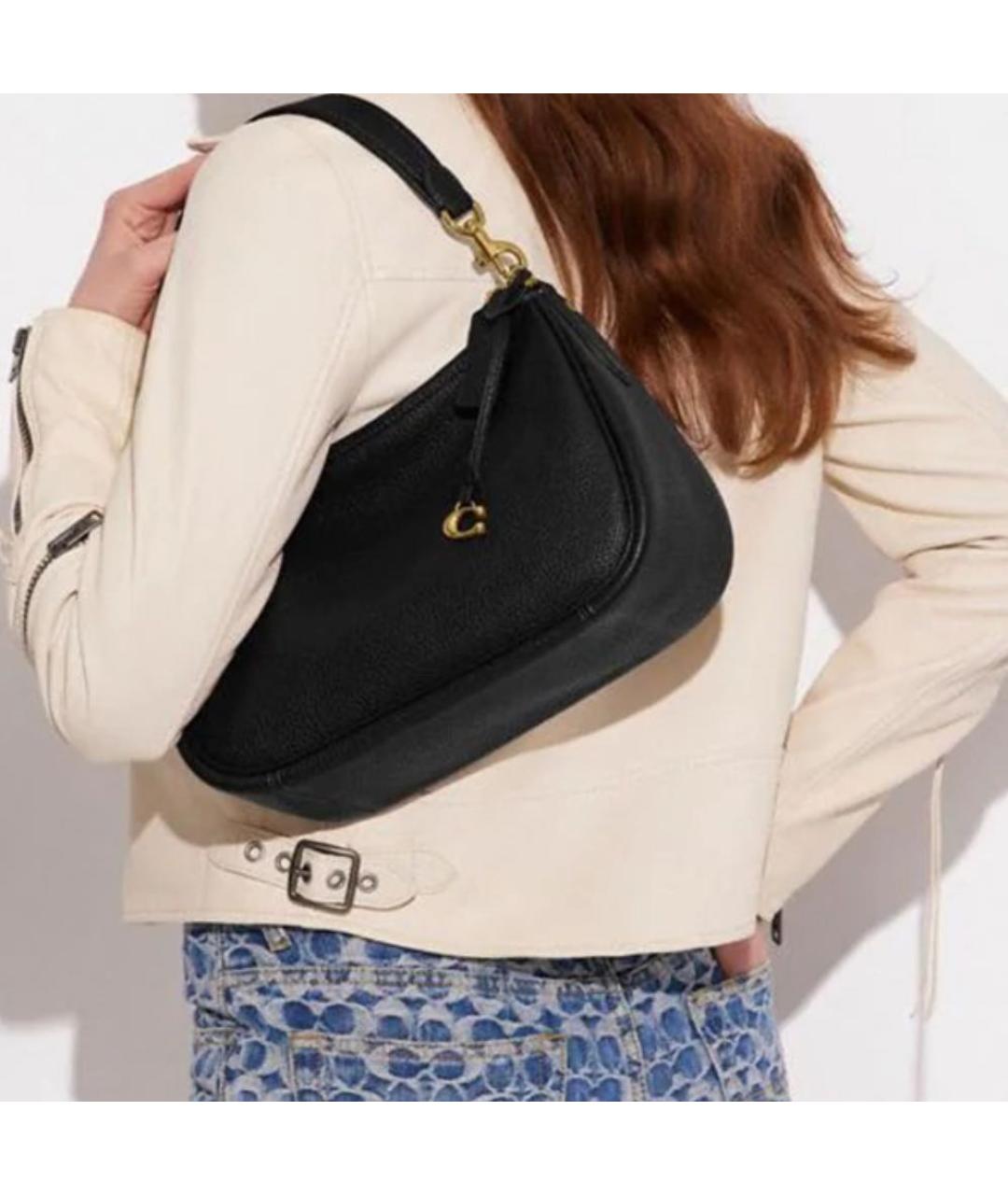 COACH Черная кожаная сумка через плечо, фото 5