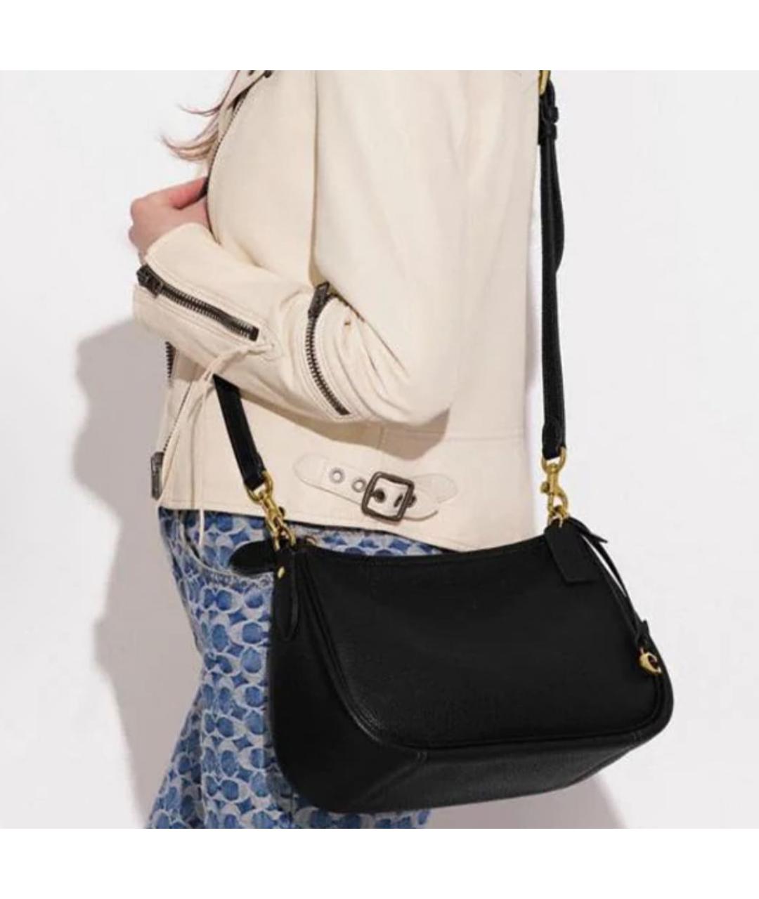 COACH Черная кожаная сумка через плечо, фото 4