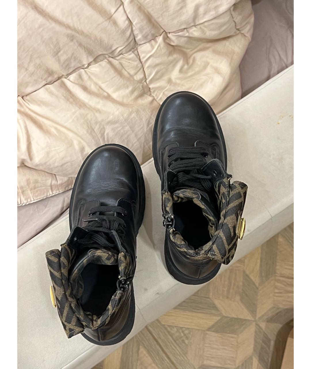 FENDI Черные кожаные ботинки, фото 3