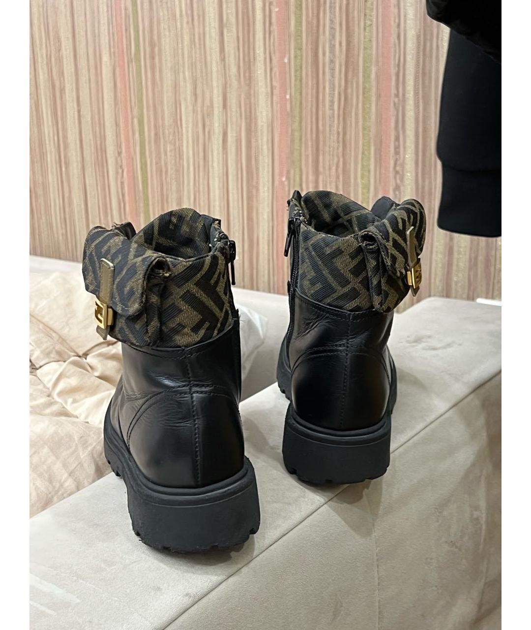 FENDI Черные кожаные ботинки, фото 4