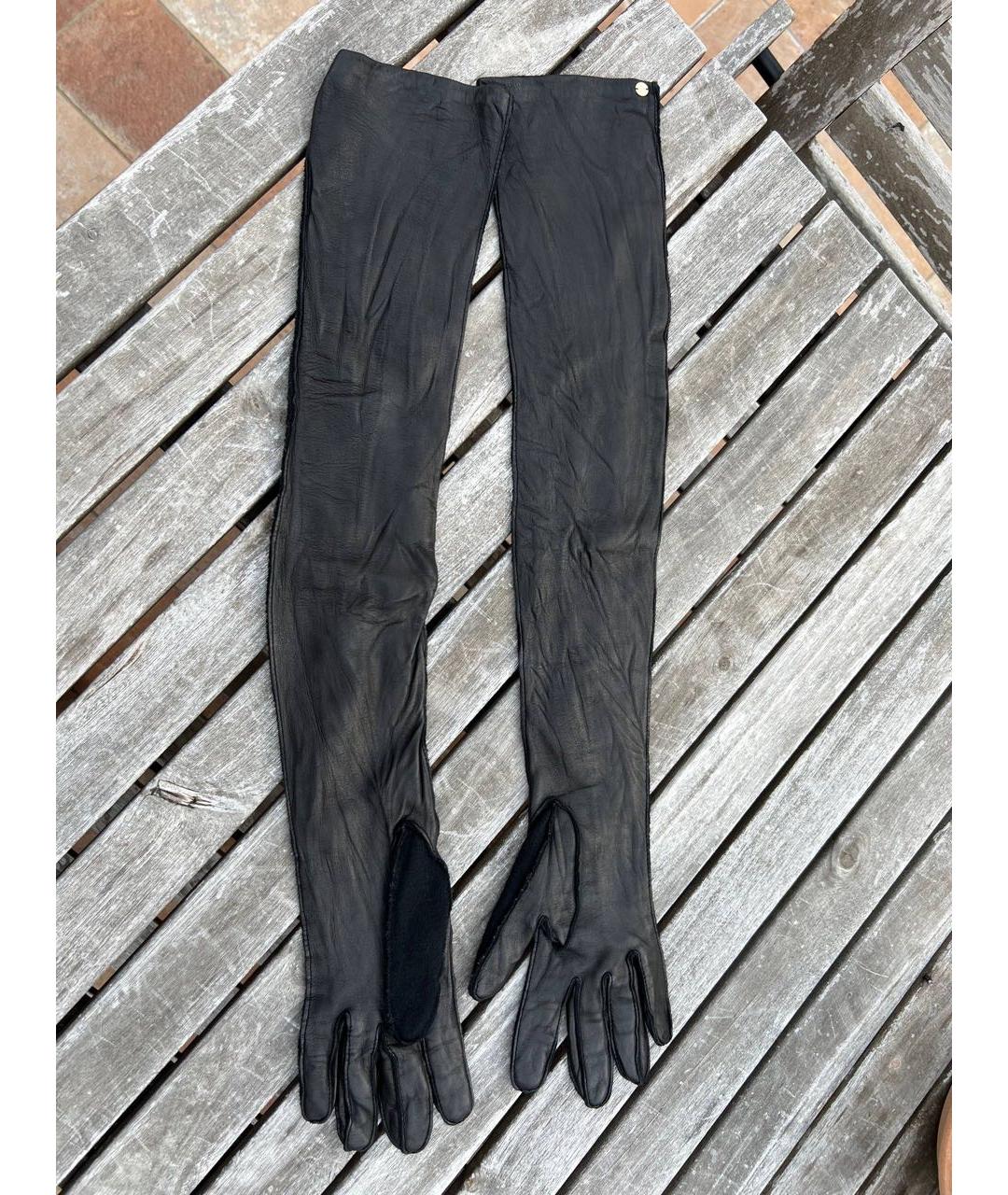 LANVIN Черные кожаные перчатки, фото 4