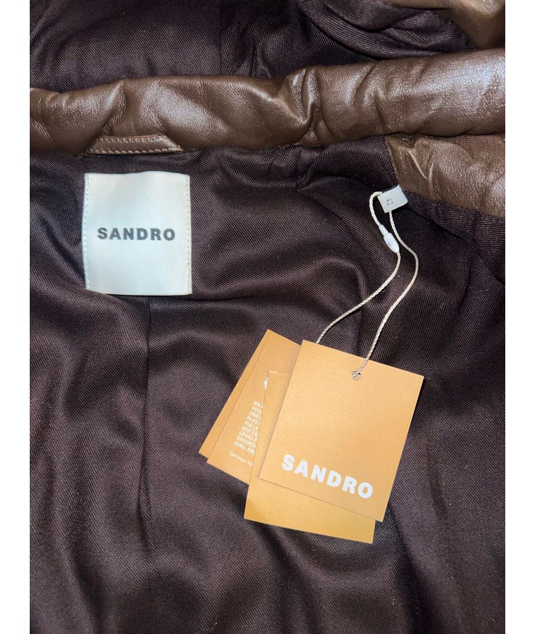 SANDRO Коричневый кожаный пуховик, фото 7