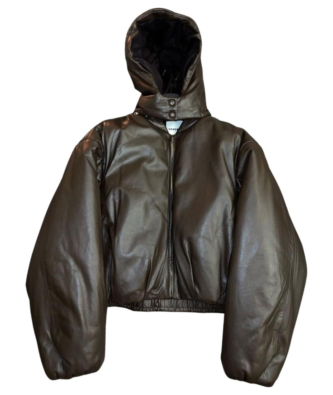 SANDRO Коричневый кожаный пуховик, фото 1