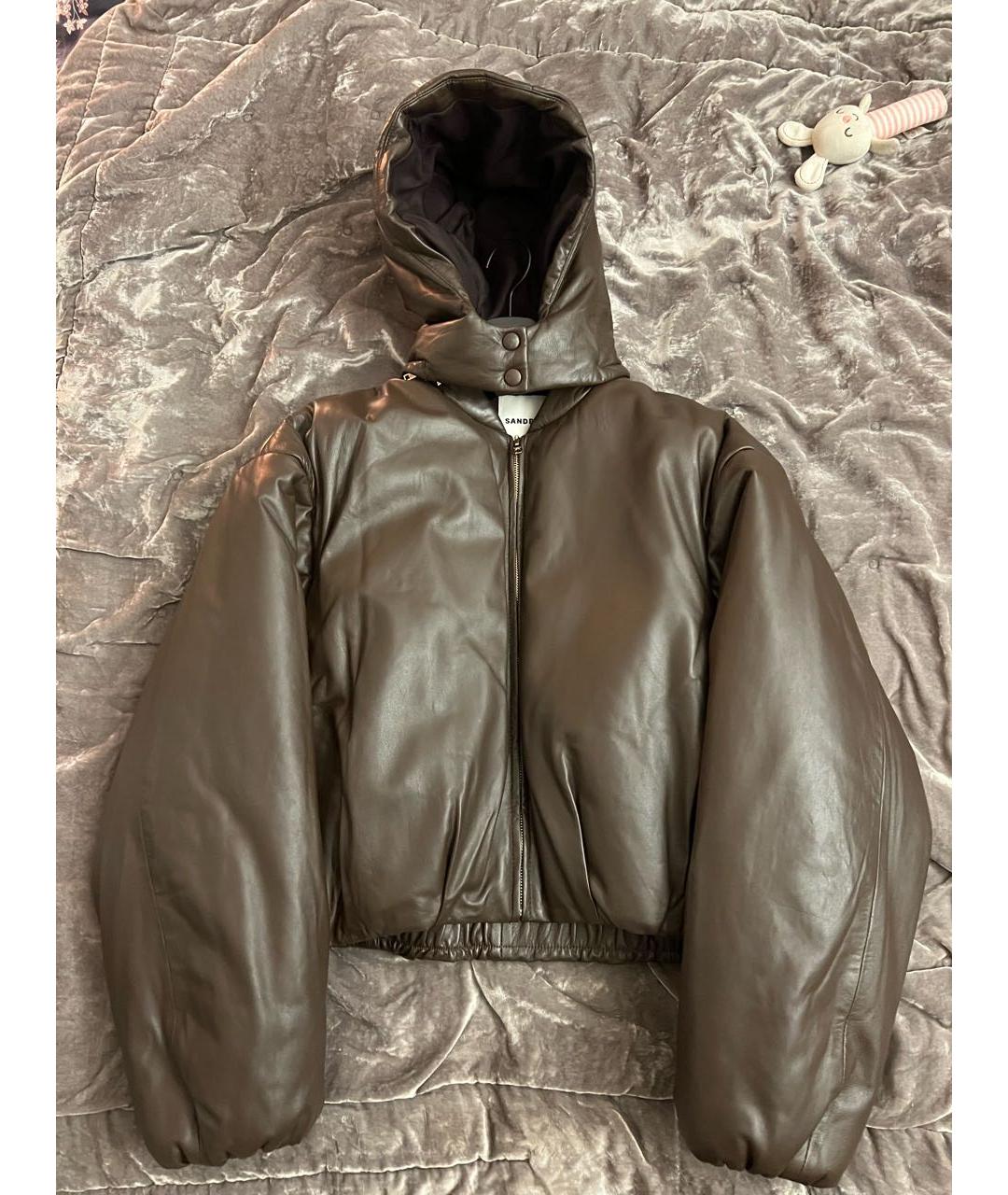 SANDRO Коричневый кожаный пуховик, фото 2