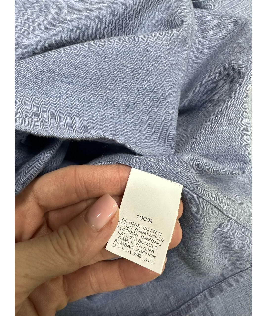 BRUNELLO CUCINELLI Голубая хлопковая классическая рубашка, фото 5