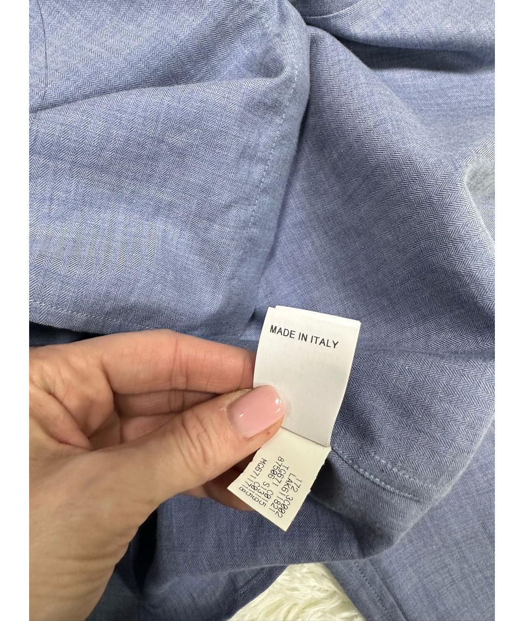 BRUNELLO CUCINELLI Голубая хлопковая классическая рубашка, фото 7