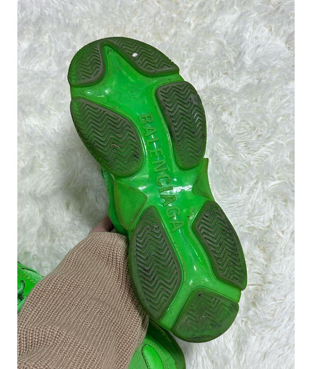 BALENCIAGA Зеленые кожаные низкие кроссовки / кеды, фото 5