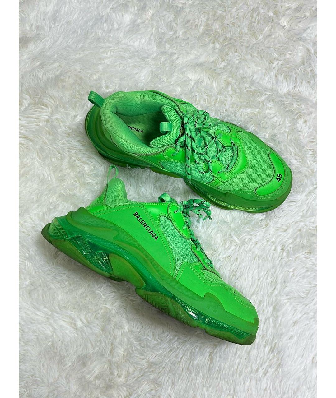 BALENCIAGA Зеленые кожаные низкие кроссовки / кеды, фото 6
