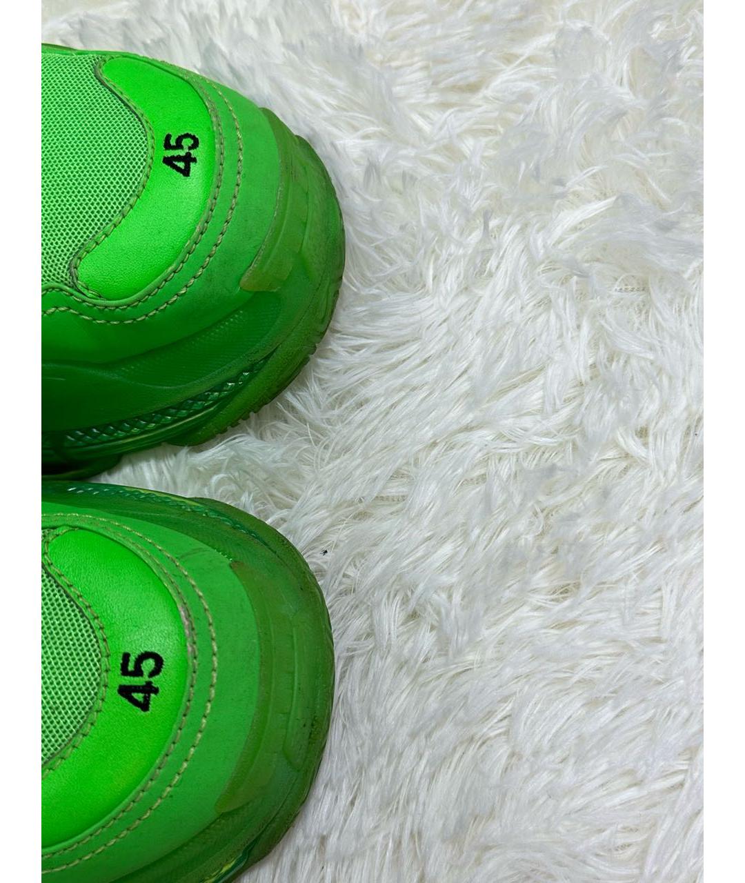 BALENCIAGA Зеленые кожаные низкие кроссовки / кеды, фото 2