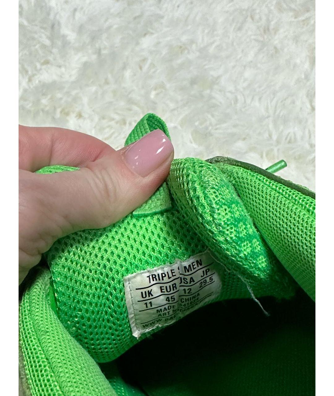 BALENCIAGA Зеленые кожаные низкие кроссовки / кеды, фото 4