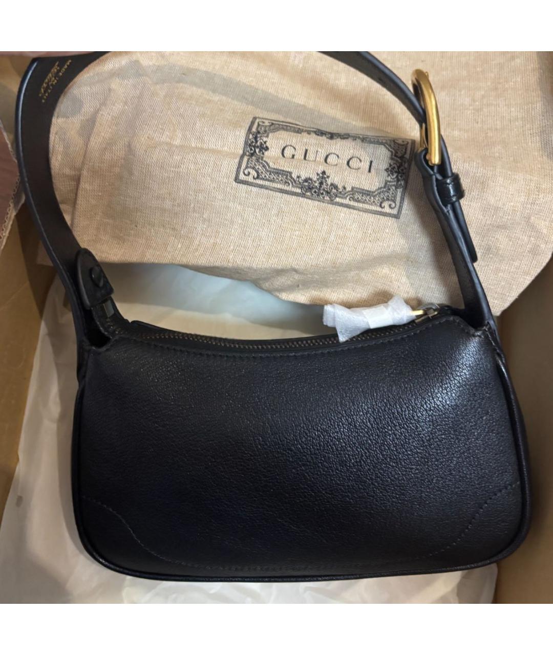 GUCCI Черная кожаная сумка через плечо, фото 7