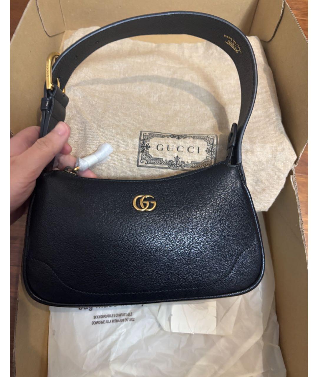 GUCCI Черная кожаная сумка через плечо, фото 6