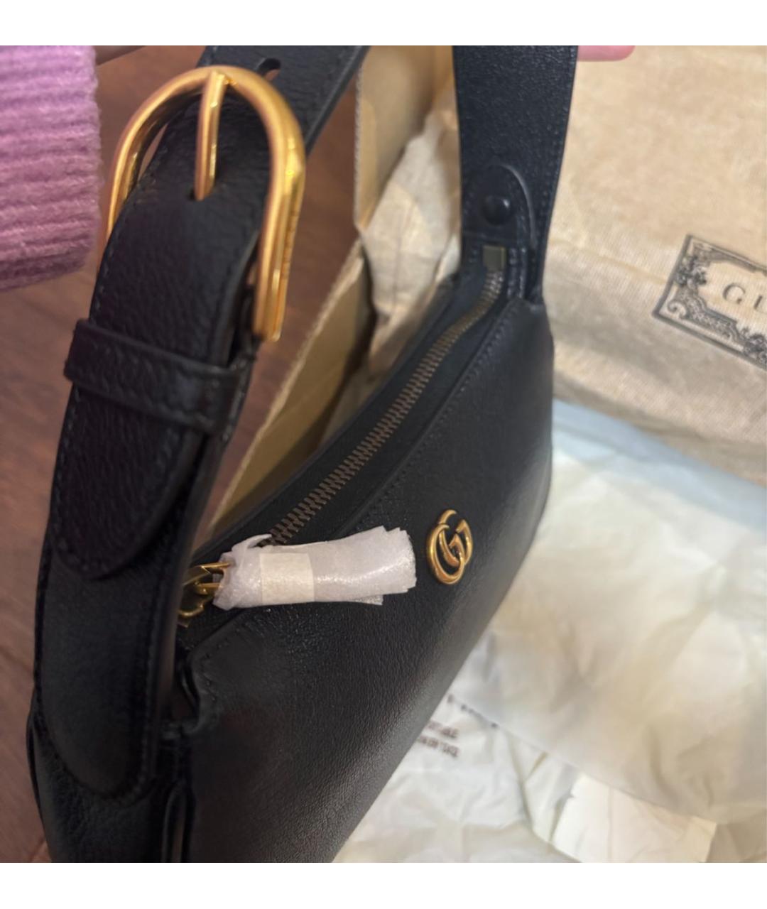 GUCCI Черная кожаная сумка через плечо, фото 8