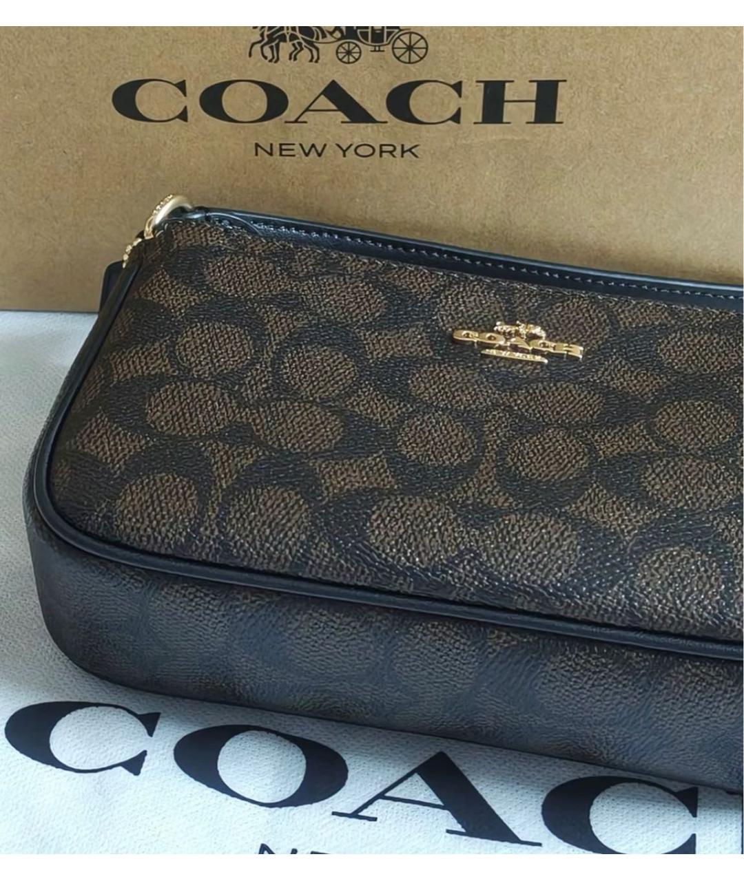 COACH Коричневая кожаная сумка через плечо, фото 7