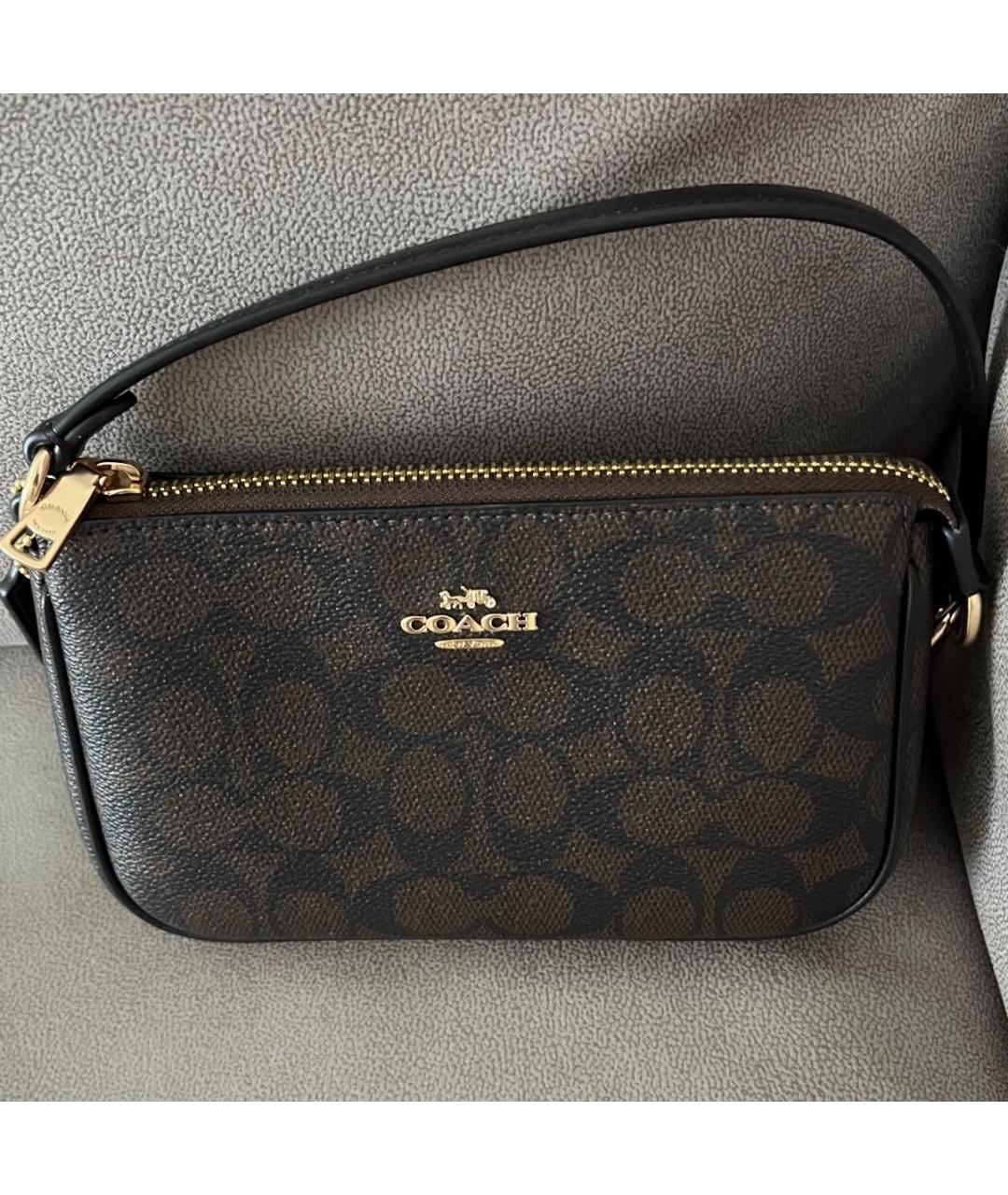 COACH Коричневая кожаная сумка через плечо, фото 5