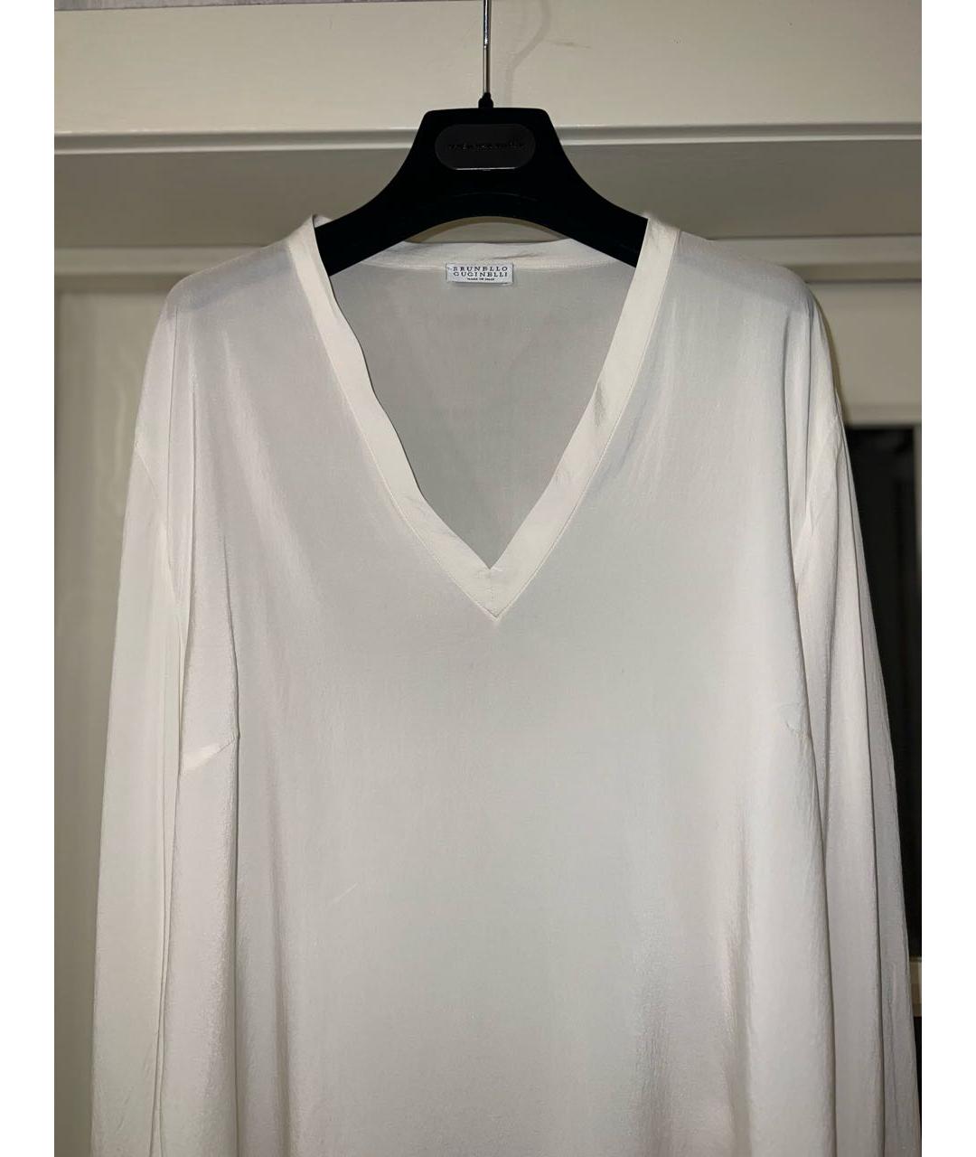 BRUNELLO CUCINELLI Белая шелковая блузы, фото 3