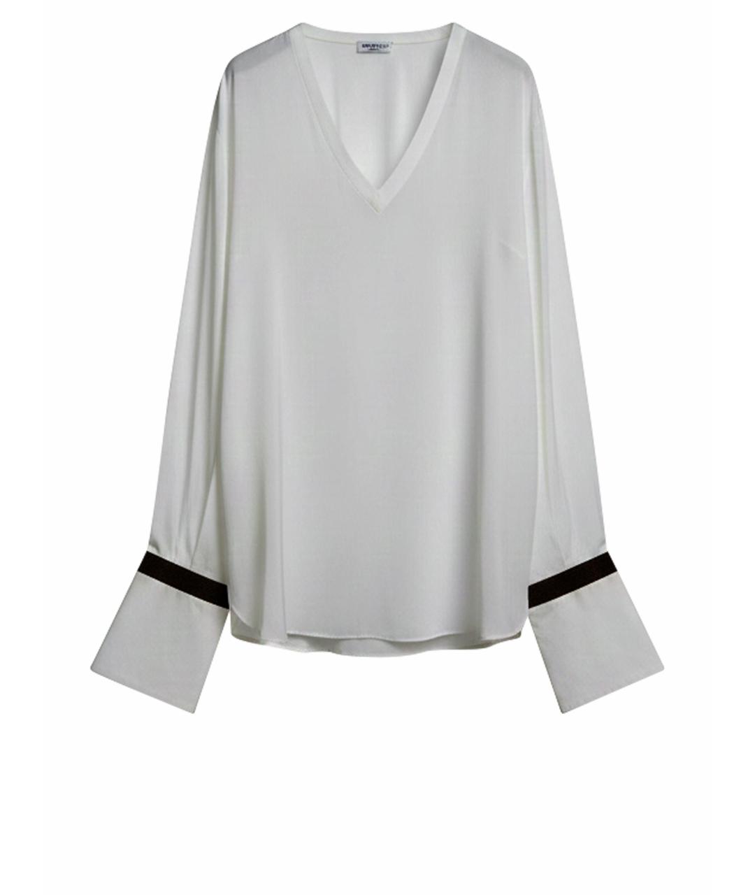 BRUNELLO CUCINELLI Белая шелковая блузы, фото 1