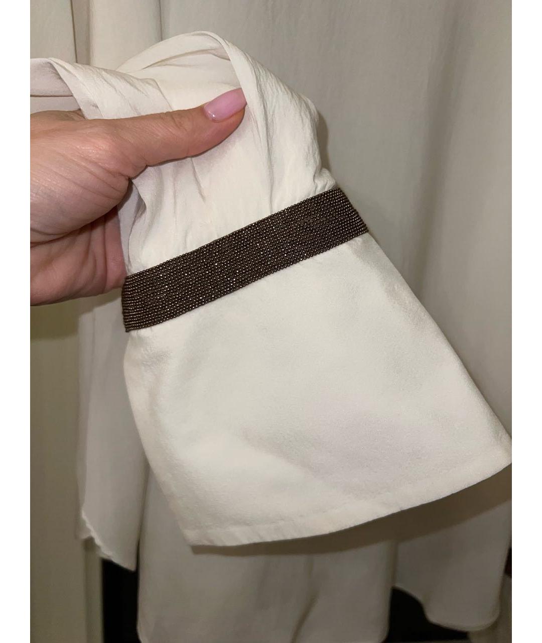 BRUNELLO CUCINELLI Белая шелковая блузы, фото 4