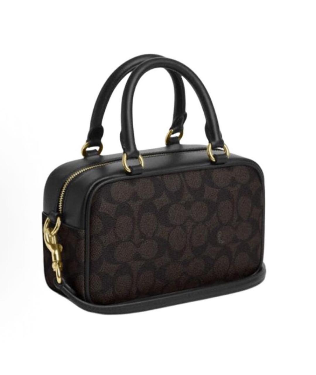 COACH Коричневая кожаная сумка с короткими ручками, фото 2